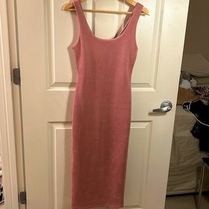 Pink suede slim dress